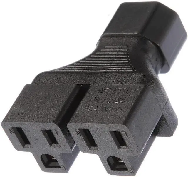 Alt view image 7 of 7 - IEC C14 to Dual 5-15R IEC Y Splitter Power Converter Travel Plug Adapter, IEC 320 C14 to 2 * US 3 Prong 5 15R Female Socket Y Split Electrical Adapters,IEC Power Adapter Nema Adapter