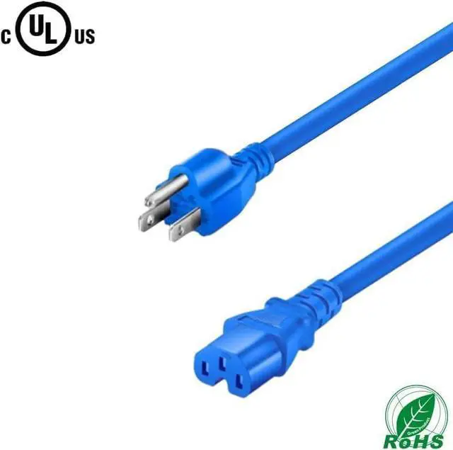 Alt view image 4 of 6 - NEMA 5-15P US 3 Prong Plug to C15 Short Power Cord, USA 3 Prong to C15 Power Cable, IEC Computer Power Cable Appliance Cable Replacement, 14AWG Blue 6ft/1.8m