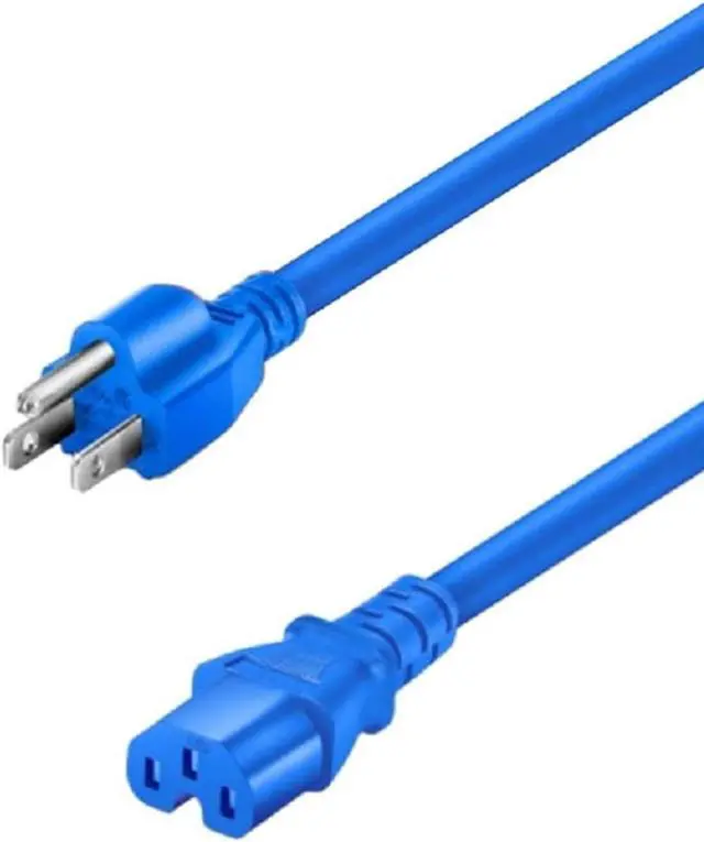 Main image of NEMA 5-15P US 3 Prong Plug to C15 Short Power Cord, USA 3 Prong to C15 Power Cable, IEC Computer Power Cable Appliance Cable Replacement, 14AWG Blue 10ft/3m