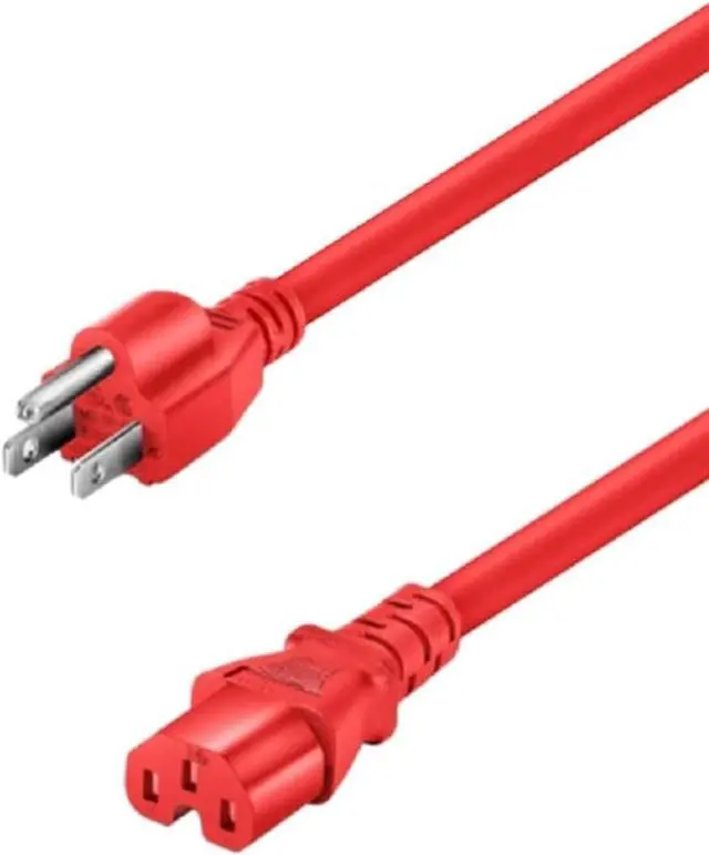 Main image of NEMA 5-15P US 3 Prong Plug to C15 Short Power Cord, USA 3 Prong to C15 Power Cable, IEC Computer Power Cable Appliance Cable Replacement, 14AWG Red 6ft/1.8m