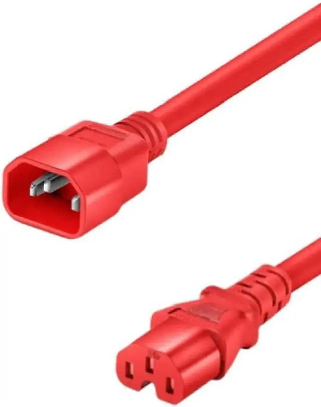 Main image of IEC320 C14 to C15 Power Cord, 14AWG, IEC Power Cable Computer Power Cord Replacement, Red Extension Cord, UL Listed Red 10ft/3m