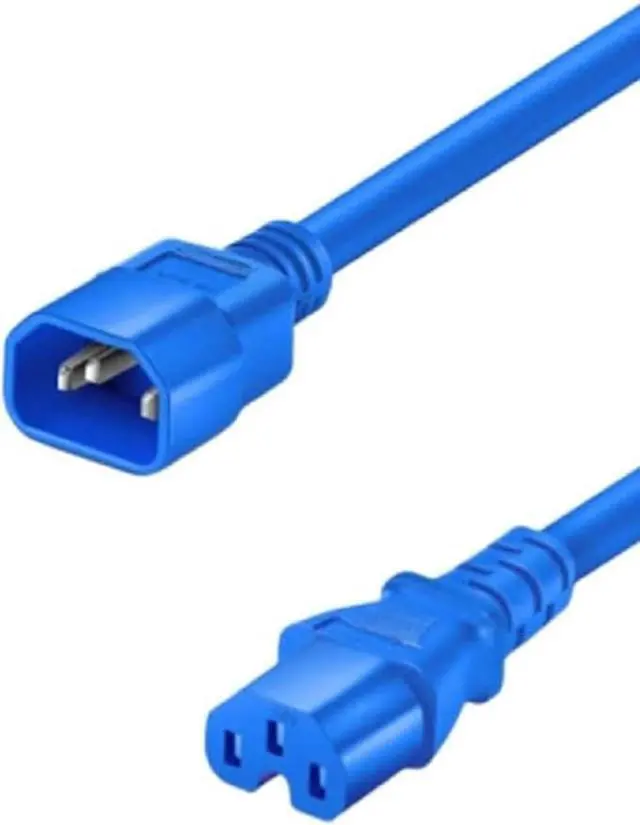 Main image of IEC320 C14 to C15 Power Cord, 14AWG, IEC Power Cable Computer Power Cord Replacement, Blue Extension Cord, UL Listed Blue 6ft/1.8m