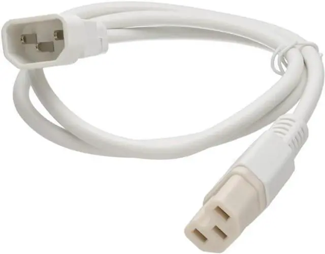 Alt view image 2 of 7 - IEC320 C14 to C15 Power Cord, 14AWG, IEC Power Cable Computer Power Cord Replacement, White Extension Cord, UL Listed White 10ft/3m