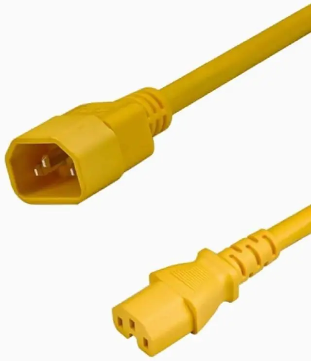 Main image of IEC320 C14 to C15 Power Cord, 14AWG, IEC Power Cable Computer Power Cord Replacement, Blue Extension Cord, UL Listed Yellow 10ft/3m