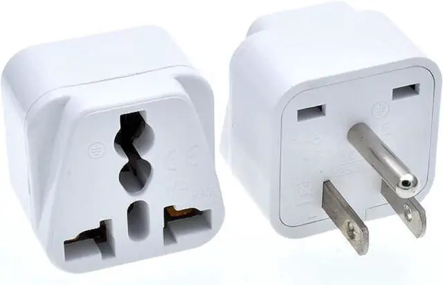 Alt view image 7 of 7 - 2-Packs NEMA5-15P to Universal Travel Plug Adapter, US 3-Prong Standard 5-15P to International Electrical Adapter, EU UK AU to US AC Power Converter