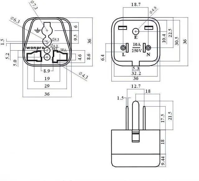 Alt view image 4 of 7 - 2-Packs NEMA5-15P to Universal Travel Plug Adapter, US 3-Prong Standard 5-15P to International Electrical Adapter, EU UK AU to US AC Power Converter
