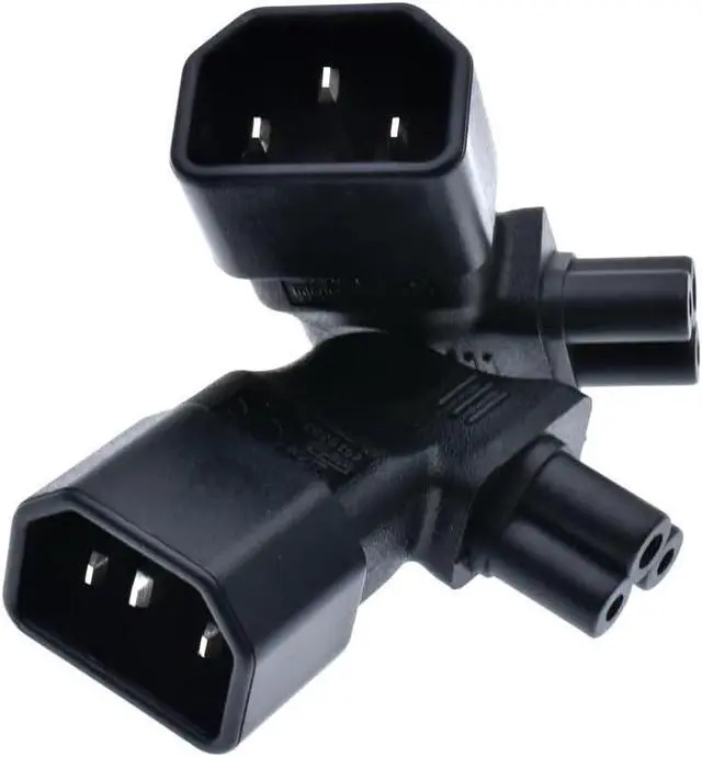 Alt view image 2 of 7 - Tekit C14 to C5 Power Converter Travel Plug Adapter, IEC320 C14 3-Prong Male Plug to 90-Degree Left Angle IEC C5 3-Prong Female Receptacle Electrical Adapter