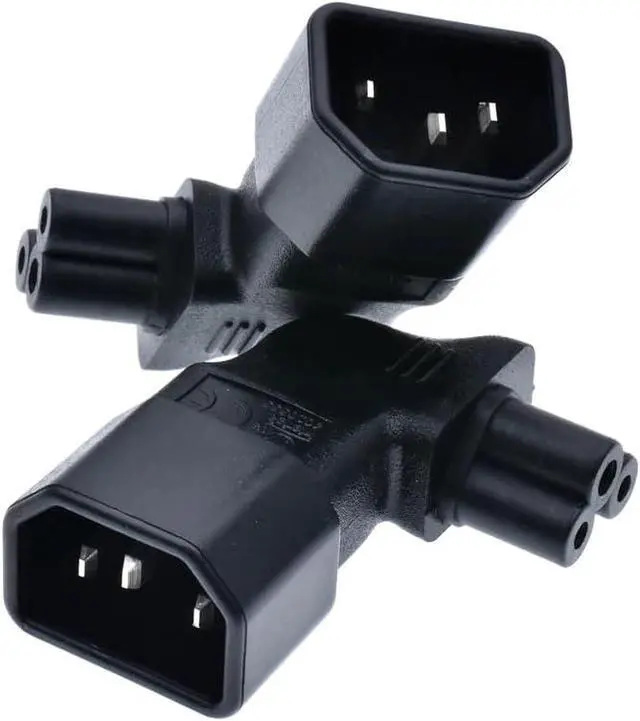 Alt view image 7 of 7 - Tekit C14 to C5 Power Converter Travel Plug Adapter, IEC320 C14 3-Prong Male Plug to 90-Degree Left Angle IEC C5 3-Prong Female Receptacle Electrical Adapter