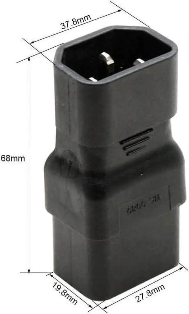 Alt view image 5 of 7 - 2-Pack PDU UPS C14 to C19 Power Converter Travel Plug Adapter, IEC 320 C14 Male to C19 Female Electrical Adapter IEC C19 to C14 PDU PSU UPS Power Connector