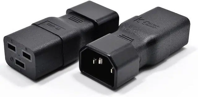 Main image of 2-Pack PDU UPS C14 to C19 Power Converter Travel Plug Adapter, IEC 320 C14 Male to C19 Female Electrical Adapter IEC C19 to C14 PDU PSU UPS Power Connector