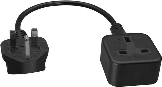 Alt view image 2 of 7 - UK British Standard Power Short Extension cord 1 Foot ,UK extension cord, UK BS1363 3Pin Male Plug to UK 3Pin Female Socket Power Extension Cable,17AWG,13A/250V,1ft/30cm
