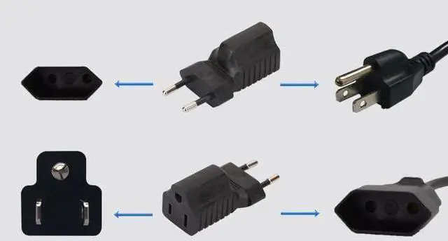Alt view image 6 of 7 - (2 Pack) European to 5-15R Power Converter Travel Plug Adapter, Europe CEE 7/16 Male to US 3 Prong NEMA 5-15R Female Electrical Adapter,EU US Plug Adapter,Euro US Plug Adapter