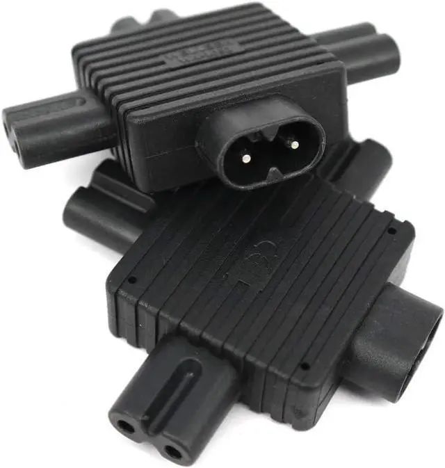 Alt view image 2 of 7 - 2-Pack IEC C8 to 3*C7 Y Splitter Power Converter Travel Plug Adapter, 1 in 3 Out IEC 60320 C8 Male to Three C7 Female Y Split Electrical Adapter