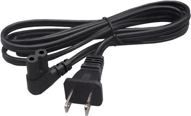 Alt view image 2 of 7 - Polarized NEMA 1-15P to 90-Degree Angle IEC320 C7 Elbow Plug Power Cord PC, US 2 Prong to Right Angle IEC C7 Power Cable Replacement for PC, Projector, HDTV and Speaker, 18AWG, 3ft/1m, Black