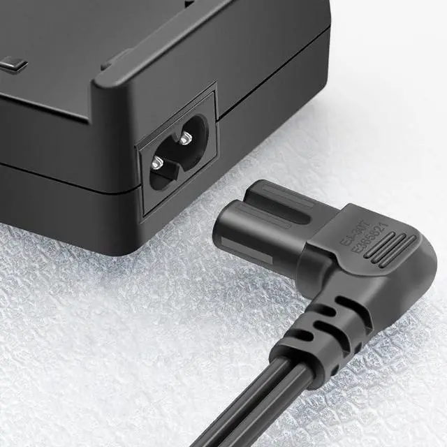 Alt view image 6 of 7 - Polarized NEMA 1-15P to 90-Degree Angle IEC320 C7 Elbow Plug Power Cord PC, US 2 Prong to Right Angle IEC C7 Power Cable Replacement for PC, Projector, HDTV and Speaker, 18AWG, 3ft/1m, Black