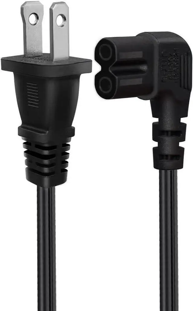 Alt view image 4 of 7 - Polarized NEMA 1-15P to 90-Degree Angle IEC320 C7 Elbow Plug Power Cord PC, US 2 Prong to Right Angle IEC C7 Power Cable Replacement for PC, Projector, HDTV and Speaker, 18AWG, 3ft/1m, Black