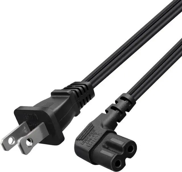 Main image of Polarized NEMA 1-15P to 90-Degree Angle IEC320 C7 Elbow Plug Power Cord PC, US 2 Prong to Right Angle IEC C7 Power Cable Replacement for PC, Projector, HDTV and Speaker, 18AWG, 3ft/1m, Black