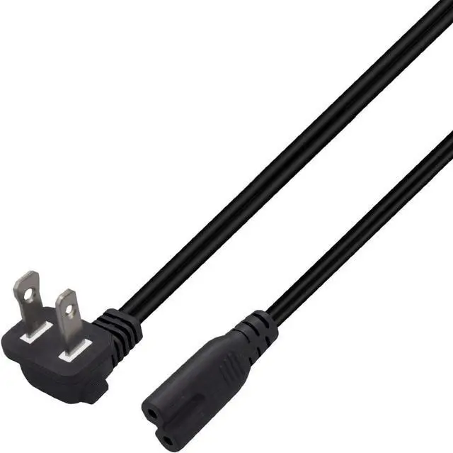 Alt view image 5 of 7 - 90-Degree Angle IEC Elbow Plug Polarized NEMA 1-15P to IEC320 C7 Short Power Cord 1 Foot, US 2-Prong Standard Plug for TV PC Monitor Printer Speaker 18AWG,1ft/30cm