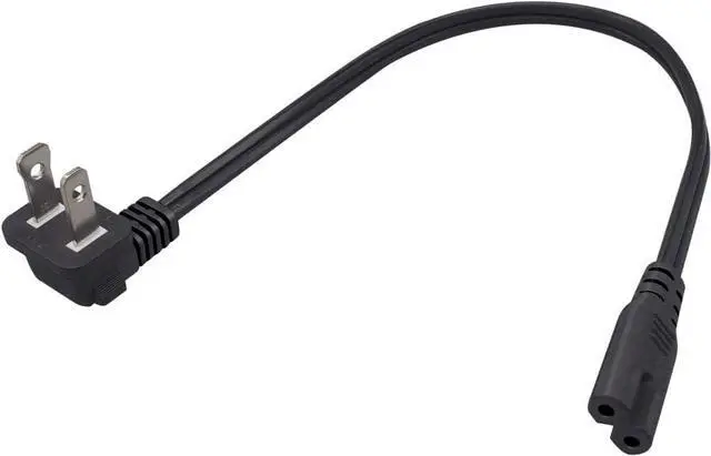 Alt view image 3 of 7 - 90-Degree Angle IEC Elbow Plug Polarized NEMA 1-15P to IEC320 C7 Short Power Cord 1 Foot, US 2-Prong Standard Plug for TV PC Monitor Printer Speaker 18AWG,1ft/30cm