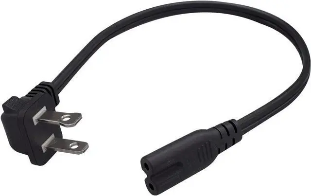 Alt view image 4 of 7 - 90-Degree Angle IEC Elbow Plug Polarized NEMA 1-15P to IEC320 C7 Short Power Cord 1 Foot, US 2-Prong Standard Plug for TV PC Monitor Printer Speaker 18AWG,1ft/30cm