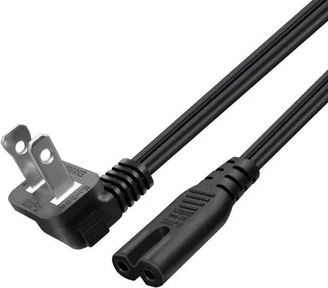 Main image of 90-Degree Angle IEC Elbow Plug Polarized NEMA 1-15P to IEC320 C7 Short Power Cord 1 Foot, US 2-Prong Standard Plug for TV PC Monitor Printer Speaker 18AWG,1ft/30cm