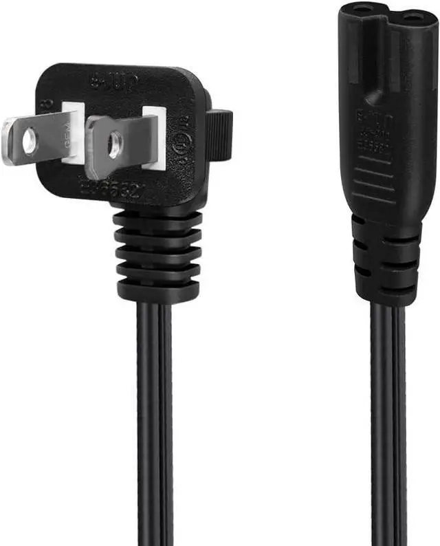 Alt view image 2 of 7 - 90-Degree Angle IEC Elbow Plug Polarized NEMA 1-15P to IEC320 C7 Short Power Cord 1 Foot, US 2-Prong Standard Plug for TV PC Monitor Printer Speaker 18AWG,1ft/30cm
