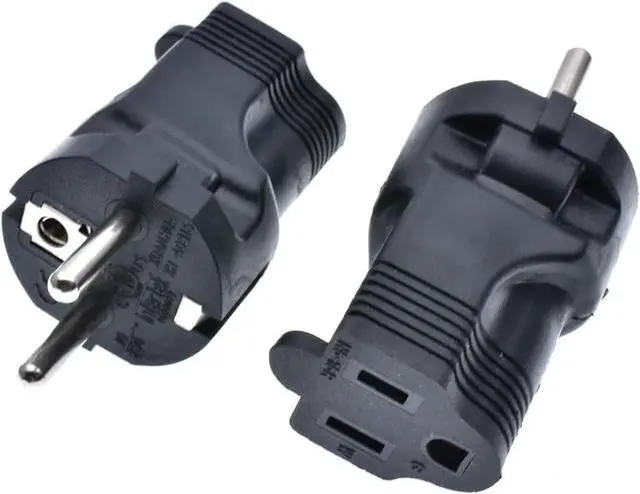 Alt view image 3 of 7 - EU US Plug Adapter Power Converter, European CEE7/7 Schuko Plug to US Standard 3-Prong NEMA 5-15R Female Socket Electrical Adapter, Euro US Plug Adapter Travel Adapter, 1-Pack