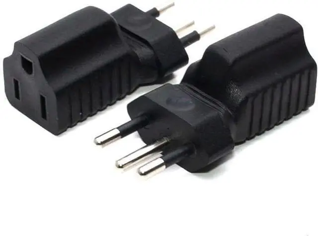 Alt view image 4 of 4 - Brazil to US Plug Adapter Power Converter, USA 3 Prong NEMA 5-15R Female Receptacle to Brazil 3 Prong Male Electrical Travel Plug Adapter