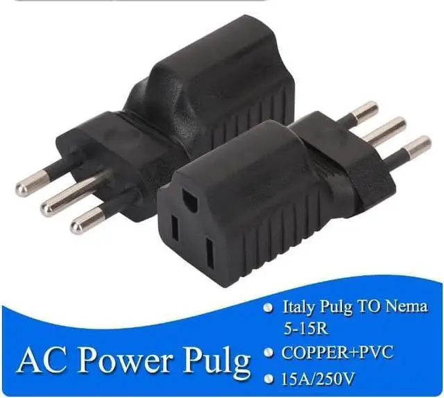 Alt view image 7 of 7 - Italy US Plug Adapter Power Converter,USA 3 Prong NEMA 5-15R Receptacle to Italy 3 Prong Molded Travel Plug Adapter Electrical Adapter