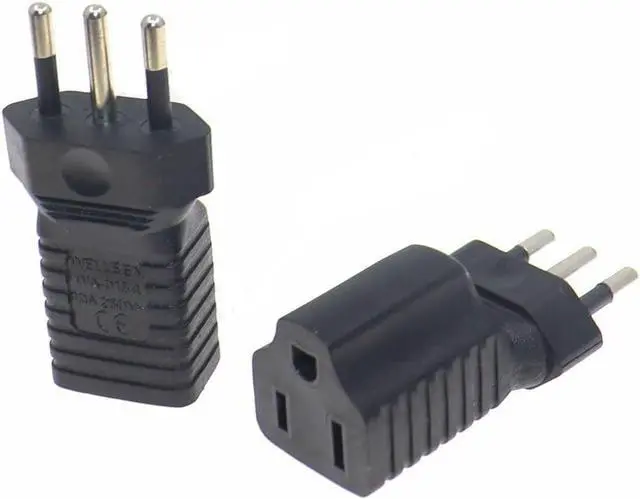 Alt view image 6 of 7 - Italy US Plug Adapter Power Converter,USA 3 Prong NEMA 5-15R Receptacle to Italy 3 Prong Molded Travel Plug Adapter Electrical Adapter