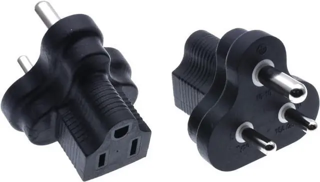 Alt view image 5 of 6 - South Africa to 5-15R Power Converter Travel Plug Adapter, South Africa Plug to US 3 Prong NEMA 5-15R Female Socket Electrical Adapter, 1-Pack