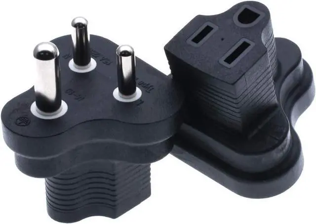 Main image of South Africa to 5-15R Power Converter Travel Plug Adapter, South Africa Plug to US 3 Prong NEMA 5-15R Female Socket Electrical Adapter, 1-Pack