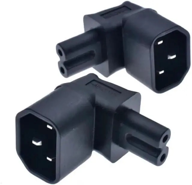 Alt view image 2 of 7 - (2 Pack)IEC 320 C14 to C7 Elbow Plug Power Converter Travel Plug Adapter, IEC 320 C14 Male to C7 Figure-8 90-Degree Angle Electrical Adapter, C14 to C7 Up/Down Angle Power Connector