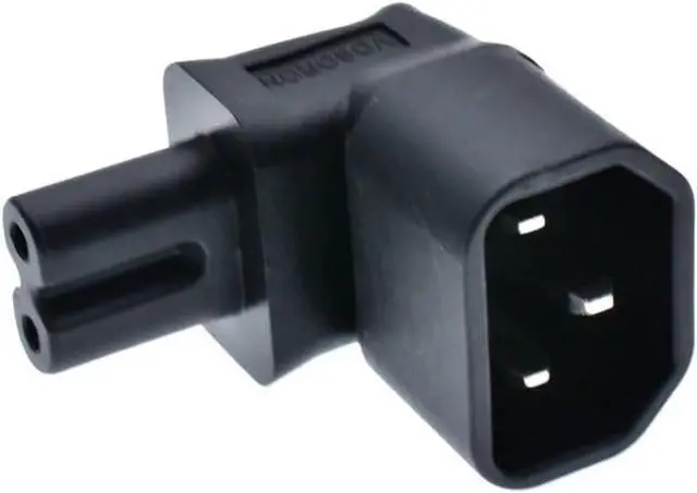 Alt view image 3 of 7 - (2 Pack)IEC 320 C14 to C7 Elbow Plug Power Converter Travel Plug Adapter, IEC 320 C14 Male to C7 Figure-8 90-Degree Angle Electrical Adapter, C14 to C7 Up/Down Angle Power Connector