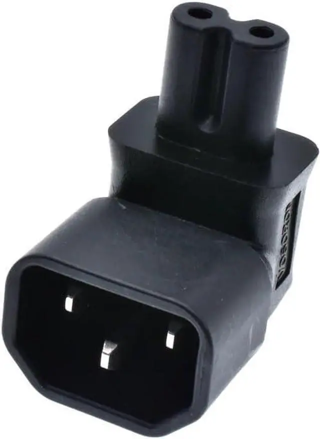 Alt view image 4 of 7 - (2 Pack)IEC 320 C14 to C7 Elbow Plug Power Converter Travel Plug Adapter, IEC 320 C14 Male to C7 Figure-8 90-Degree Angle Electrical Adapter, C14 to C7 Up/Down Angle Power Connector