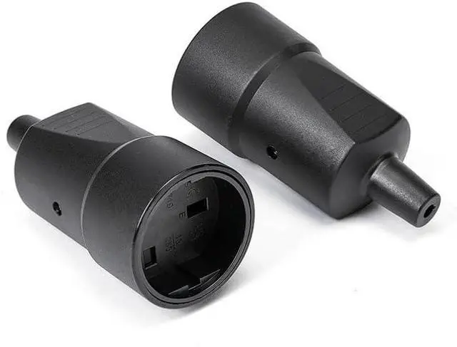 Alt view image 2 of 7 - 2-Pack Waterproof DIY UK 3-Prong Female Socket Rewireable Power Plug Detachable, Outdoor Removable Power Converter Electrical Adapter, 13A 250V, Black, BS1363/A