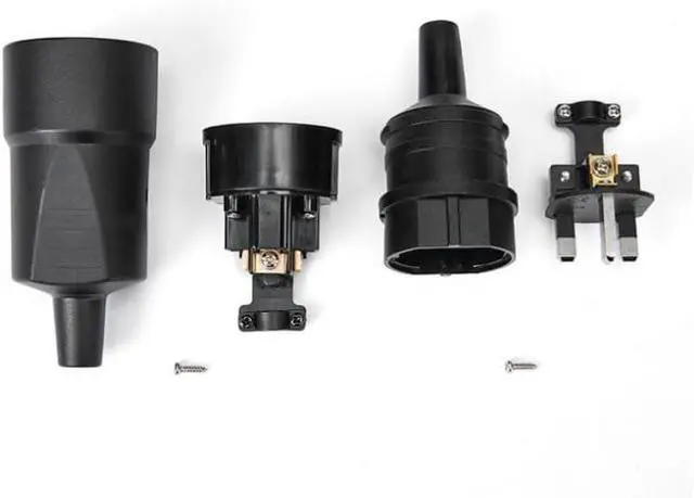 Alt view image 7 of 7 - 2-Pack Waterproof DIY UK 3-Prong Female Socket Rewireable Power Plug Detachable, Outdoor Removable Power Converter Electrical Adapter, 13A 250V, Black, BS1363/A
