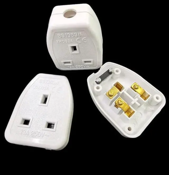 Alt view image 6 of 7 - (2 Pack) White UK Plug End British Standard Female Socket Power Converter Detachable, DIY Rewireable UK BS1363 Power Plug Electrical Adapter