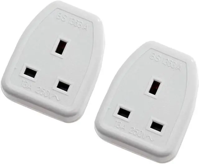Alt view image 2 of 7 - (2 Pack) White UK Plug End British Standard Female Socket Power Converter Detachable, DIY Rewireable UK BS1363 Power Plug Electrical Adapter