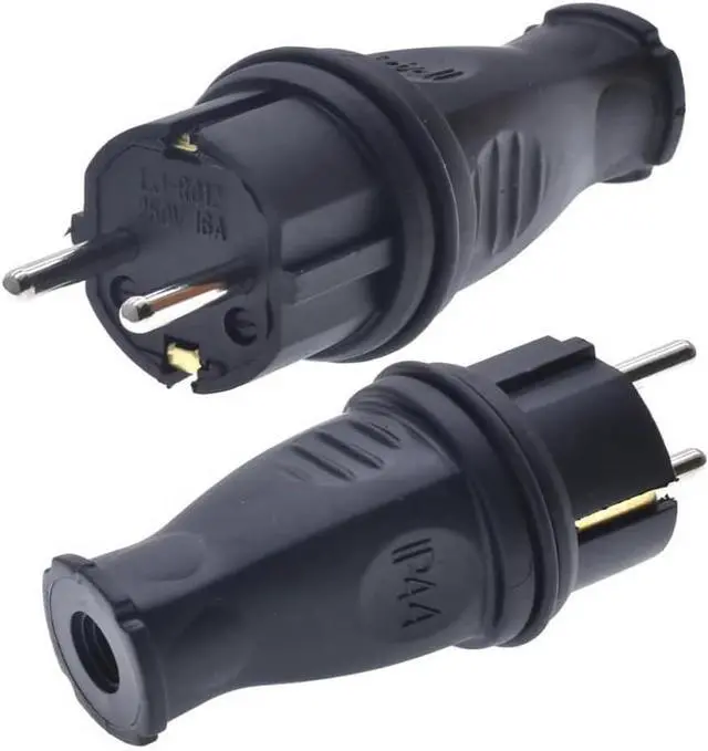 Main image of 2-Pack Waterproof IP44 EU Schuko French Germany 4.8mm Pin DIY Rewireable Power Plug,Cee7 Adapter, europlug receptacles Outdoor, European schuko Plug Adapter