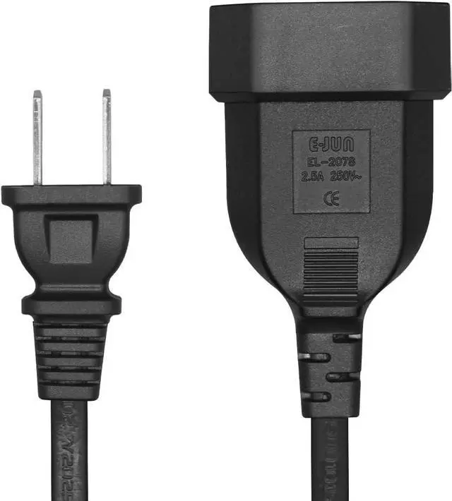 Alt view image 3 of 7 - US 2-Prong Nema 1-15P to European EU 2-Prong Female 1ft Short Power Cord, US 2-Prong Plug to Euro CEE7/16 Female Socket Euro US Plug Adapter Cable, 2-Prong US EU Plug Adapter Cord