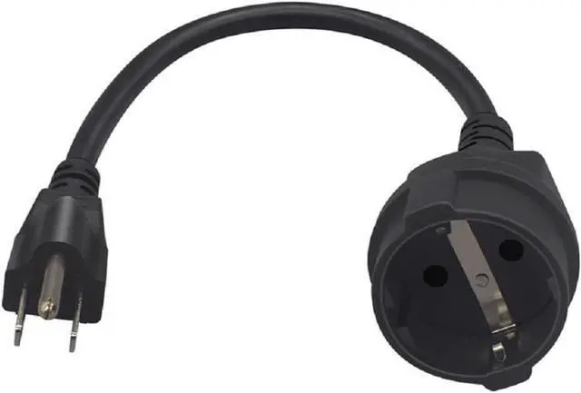 Alt view image 2 of 7 - US 3 Prong 5-15P to Schuko Short Power Cord 1 Foot, European CEE7 Schuko Female to US NEMA 5-15 Plug Short Power Cable, Euro to US Extension Cord, , EU US Plug Adapter