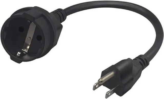 Main image of US 3 Prong 5-15P to Schuko Short Power Cord 1 Foot, European CEE7 Schuko Female to US NEMA 5-15 Plug Short Power Cable, Euro to US Extension Cord, , EU US Plug Adapter