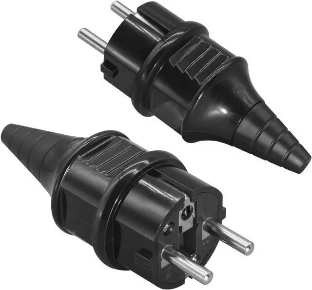 Alt view image 2 of 7 - (2 Pack) Black Euro Schuko French Germany 4.8mm Pin DIY Rewireable Power Plug Power Converters, Europlug Receptacles, European Cee7 Adapter, Straight Schuko Male
