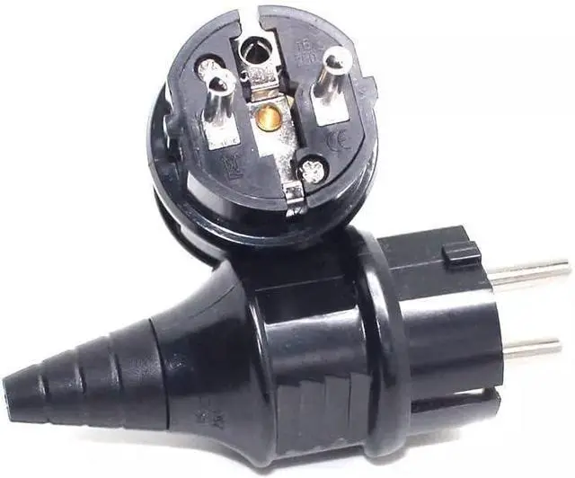 Alt view image 6 of 7 - (2 Pack) Black Euro Schuko French Germany 4.8mm Pin DIY Rewireable Power Plug Power Converters, Europlug Receptacles, European Cee7 Adapter, Straight Schuko Male