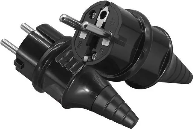 Alt view image 3 of 7 - (2 Pack) Black Euro Schuko French Germany 4.8mm Pin DIY Rewireable Power Plug Power Converters, Europlug Receptacles, European Cee7 Adapter, Straight Schuko Male