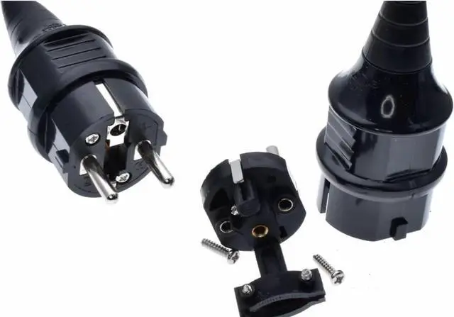 Alt view image 4 of 7 - (2 Pack) Black Euro Schuko French Germany 4.8mm Pin DIY Rewireable Power Plug Power Converters, Europlug Receptacles, European Cee7 Adapter, Straight Schuko Male