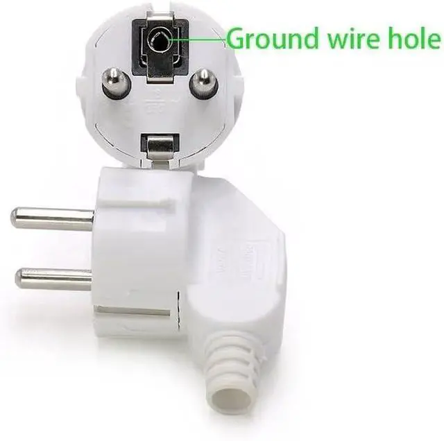Alt view image 3 of 6 - (2 Pack) White Euro Schuko French Germany 4.8mm Pin DIY Rewireable Power Plug Power Converters, Europlug Receptacles, 90 degree Angle European Cee7 Adapter, White Elbow Plug