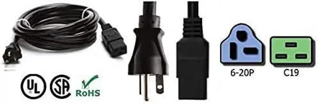 Alt view image 7 of 7 - NEMA 6-20P to C19 Heavy Duty Power Cord 250V, 12AWG, IEC C19 Cable for PDU UPS, Antminer S19, 220V Extension Cord 20A 12 Gauge, UL Listed, 10ft/3m
