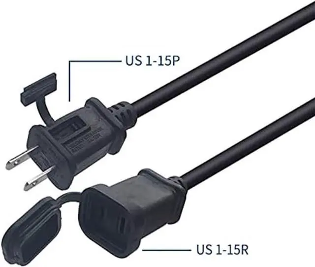 Alt view image 5 of 7 - US 2 Prong Extension Cord with Fuse and Waterproof Cover, Outdoor Extension Cord NEMA 1 15 Male to Female Non Polarized 2 Prong Cord Extender for Christmas Light String Light Extension, UL Listed 3ft